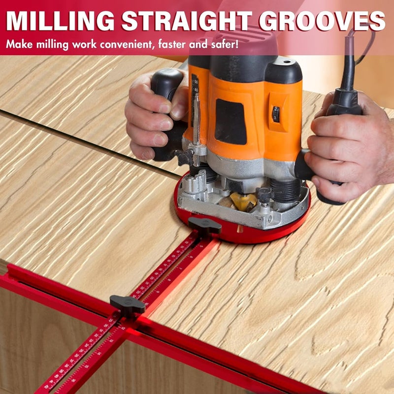 Sigerio New 4 in 1 Router Milling Groove Bracket, Aluminum Alloy Router Circle Cutting Jig, Multifunctional RouterGuide Cutting Large Circles from 10" to 58", Adjustable Woodworking Tool (Rose Red) - Image 5
